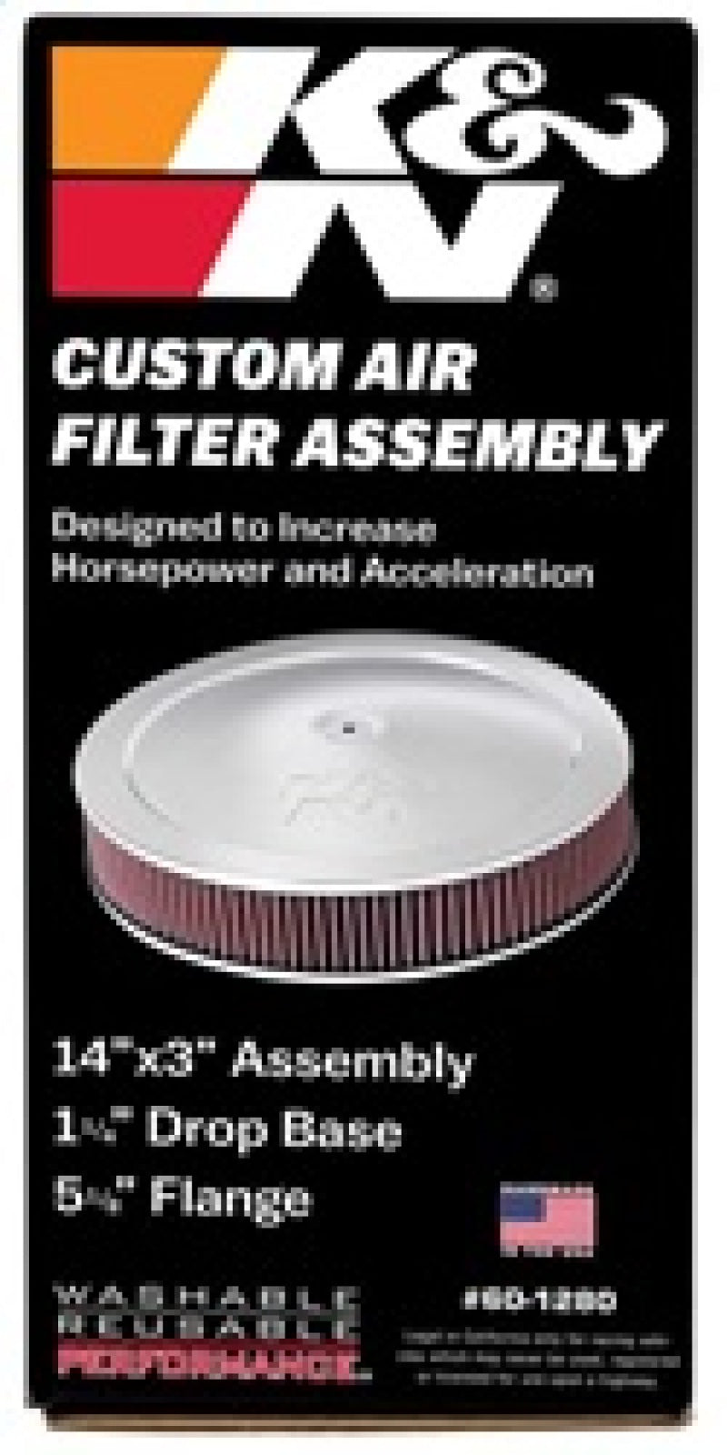 K&N 14in Red Custom Air Cleaner Assembly - 5.125in ID x 14in OD x 2.75in H x 1.25in Drop Base - Blais Performance Parts