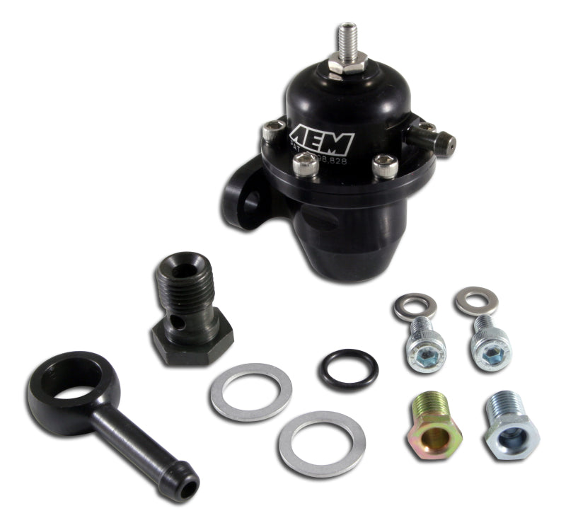 AEM 86-93 Acura / 95-98 TL / 88-91 Civic/CRX / 92-01 Prelude Black Adjustable Fuel Pressure Regulato - Blais Performance Parts