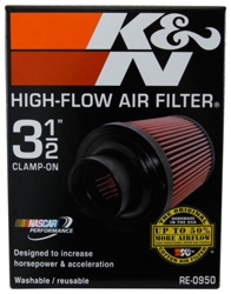 K&N Universal Rubber Filter 3 1/2inch ID FLG / 6inch Base / 4-5/8inch Top / 6inch Height - Blais Performance Parts