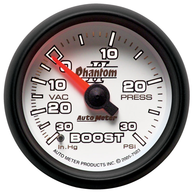 Autometer Phantom II 52.4mm Mechanical Vacuum / Boost Gauge 30 In. HG/30 PSI - Blais Performance Parts