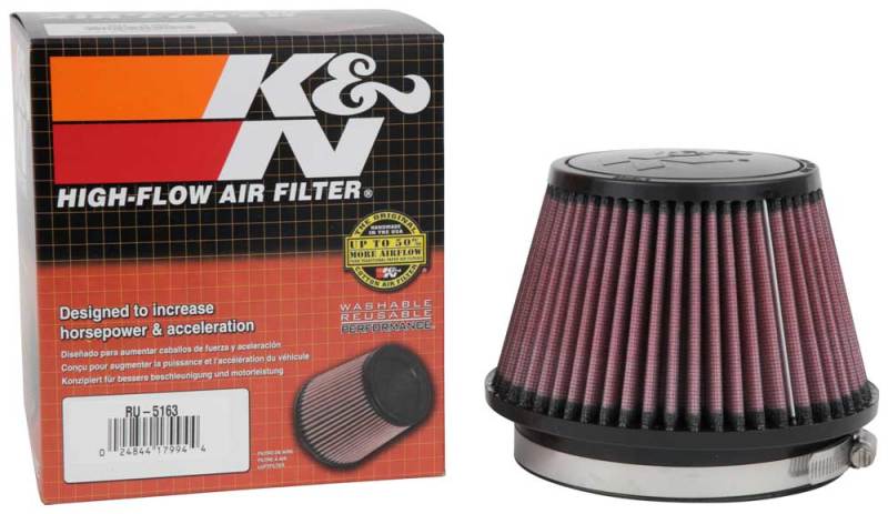 K&N Universal Rubber Filter 5in Flange ID x 6.5in Base OD x 4.5in Top OD x 4.125in Height - Blais Performance Parts