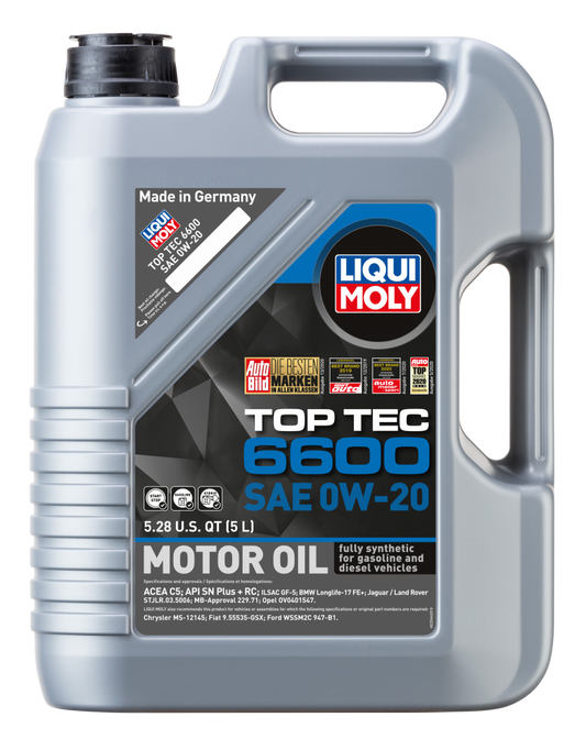 LIQUI MOLY 5L Top Tec 6600 Motor Oil SAE 0W20 - Blais Performance Parts