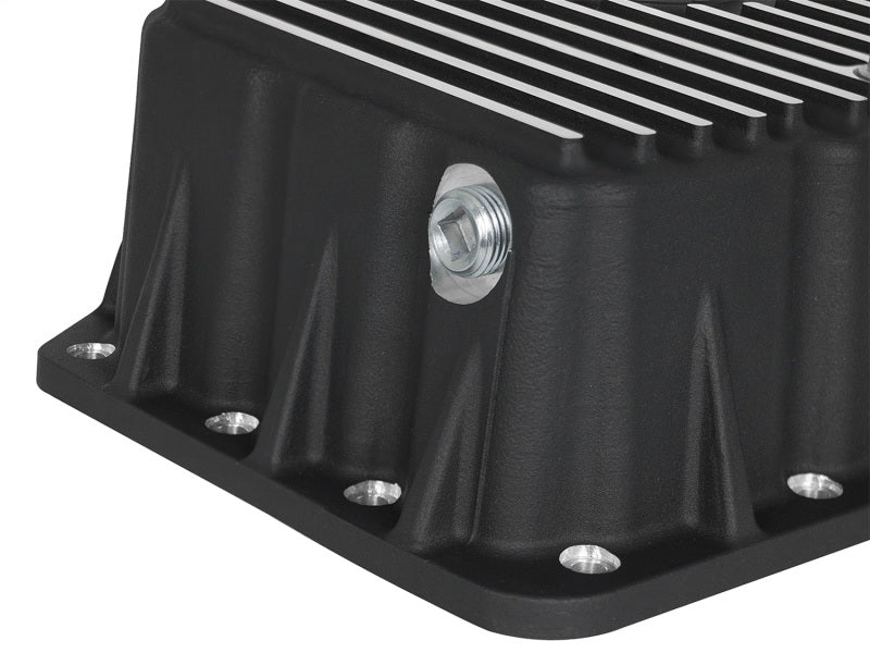 AFE Pro Series Engine Oil Pan Black w/Machined Fins; 11-16 Ford Powerstroke V8-6.7L (td) - Blais Performance Parts