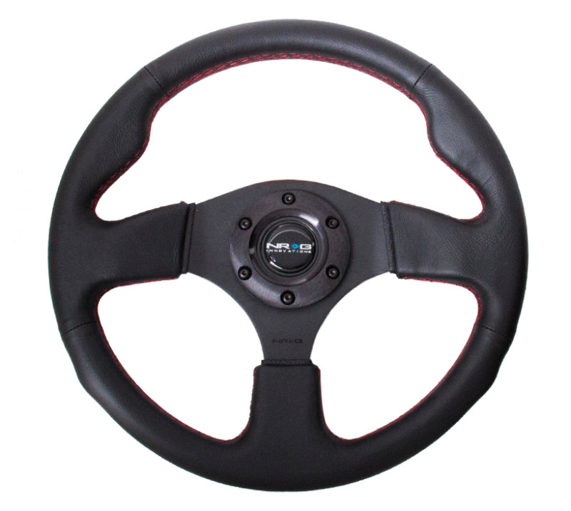 NRG Reinforced Steering Wheel (320mm) Leather w/Red Stitch - Blais Performance Parts