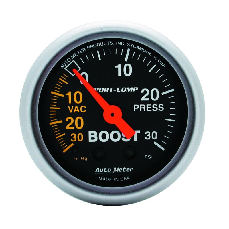 Autometer Sport-Comp 52mm 30 PSI Mechanical Boost Gauge - Blais Performance Parts