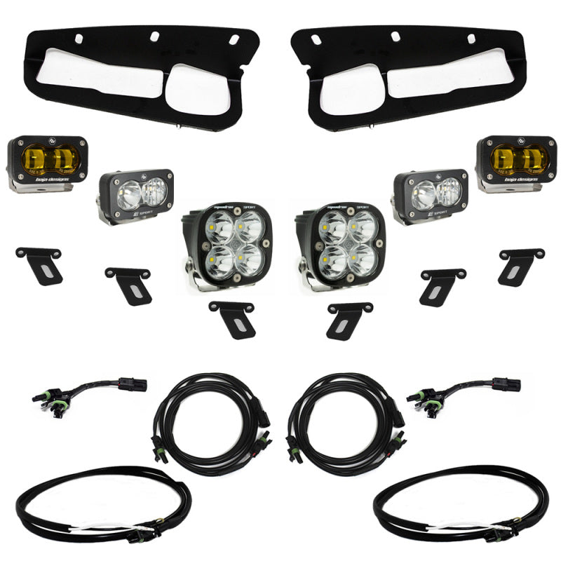 Baja Designs 21-22 Ford Bronco w/Steel Bumper S2 SAE Sportsmen Fog Pkt Light Kit w/Upfitter - Amber - Blais Performance Parts