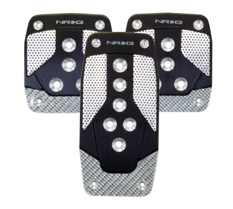 NRG Aluminum Sport Pedal M/T - Black w/Silver Carbon - Blais Performance Parts