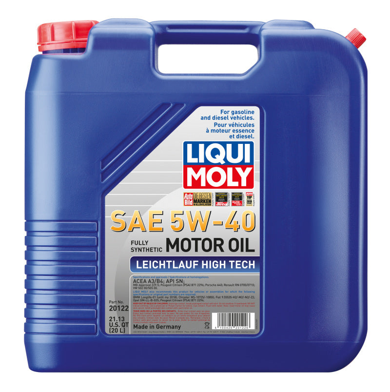 LIQUI MOLY 20L Leichtlauf (Low Friction) High Tech Motor Oil SAE 5W40 - Blais Performance Parts