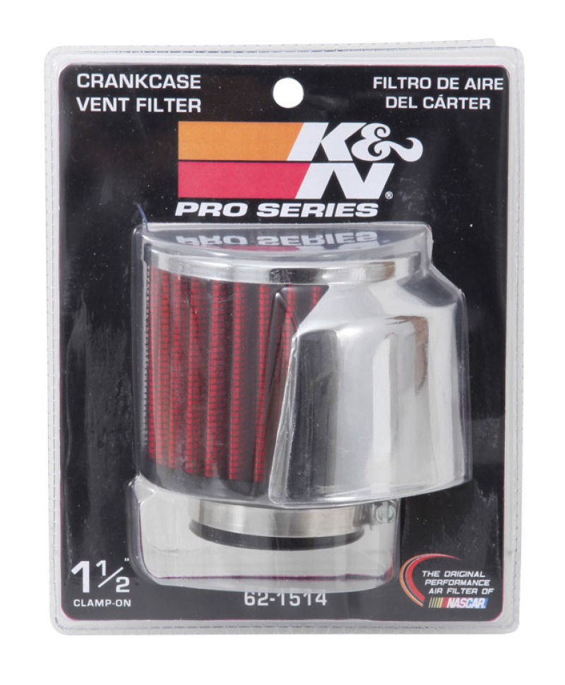 K&N 1.5in Flange ID x 3in OD x 2.5in Height Clamp On Crankcase Vent Filter - Blais Performance Parts