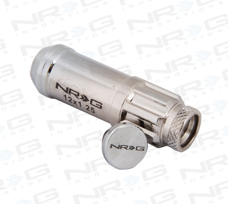 NRG 700 Series M12 X 1.25 Steel Lug Nut w/Dust Cap Cover Set 21 Pc w/Locks & Lock Socket - Silver - Blais Performance Parts