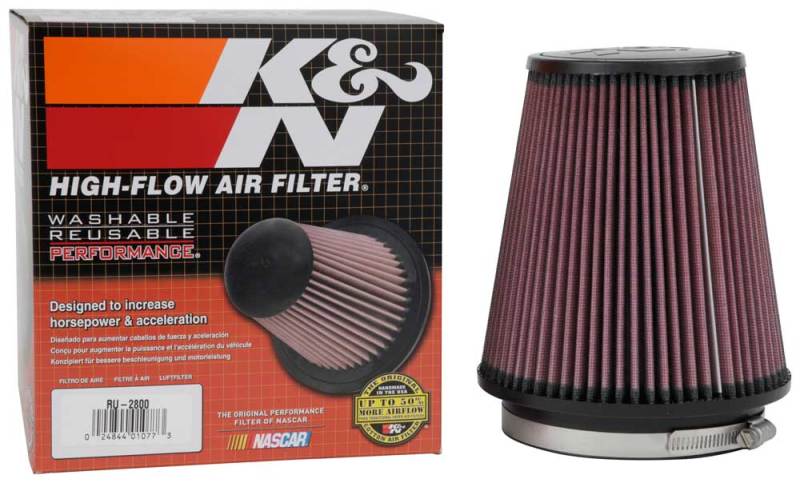 K&N Filter Universal Rubber Filter 5 inch Flange 6 1/2 inch Base 4 3/8 inch Top 7 inch Height - Blais Performance Parts