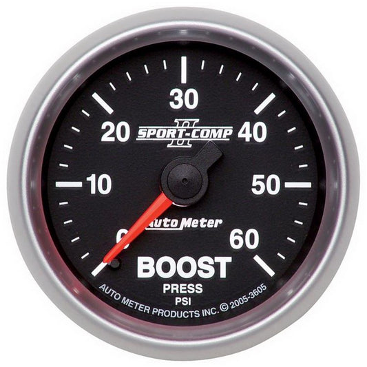 Autometer Sport-Comp II Mechanical 52mm 0-60 PSI Mechanical Boost Gauge - Blais Performance Parts