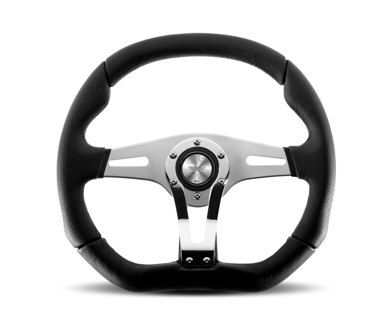 Momo Trek RSteering Wheel - Trek R/350 mm mmeter -  Black AirLeather/Brshd Al Spokes - Blais Performance Parts