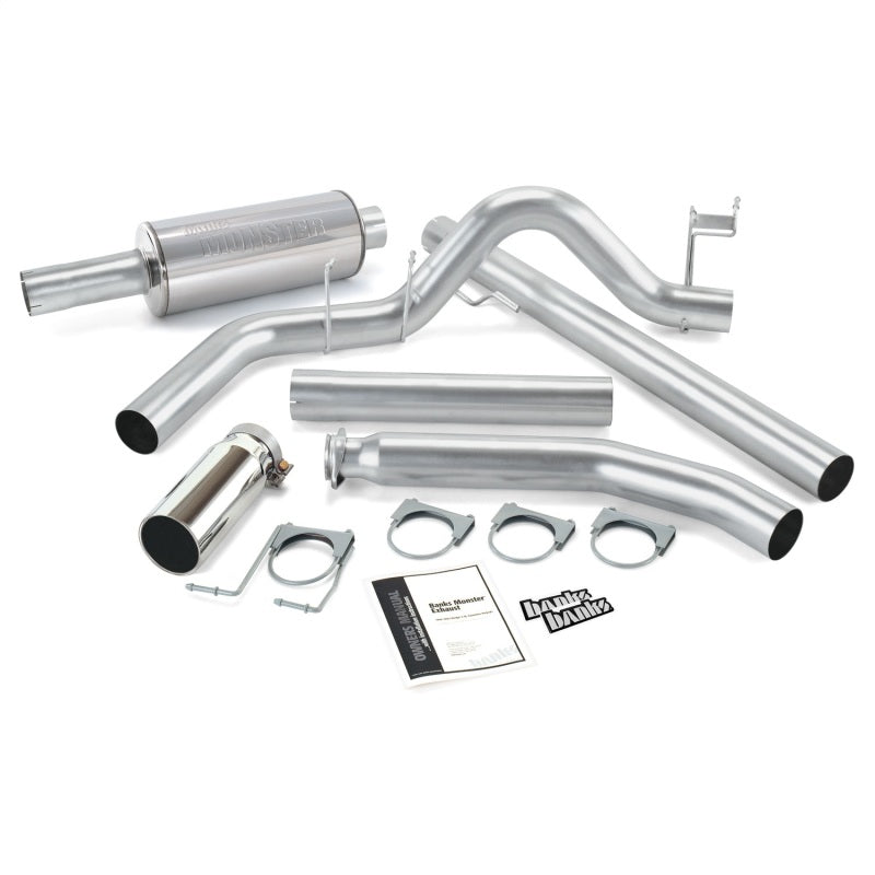 Banks Power 98-02 Dodge 5.9L Ext Cab Monster Exhaust System - SS Single Exhaust w/ Chrome Tip - Blais Performance Parts