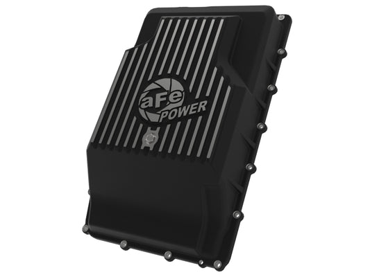 aFe 17-24 Ford F-150 10R60/10R80 Pro Series Rear Transmission Pan Black w/ Machined Fins - Blais Performance Parts