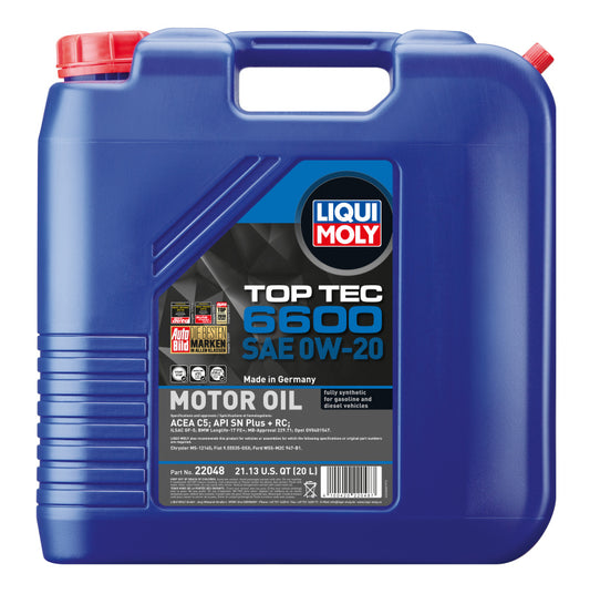 LIQUI MOLY 20L Top Tec 6600 Motor Oil SAE 0W20 - Blais Performance Parts