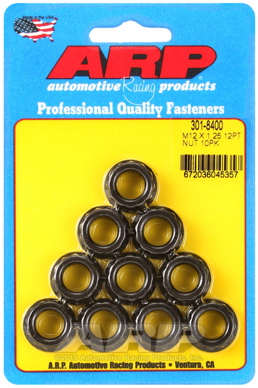 ARP 12mm x 1.25 16mm Socket 12pt Nut Kit (10 pack) - Blais Performance Parts