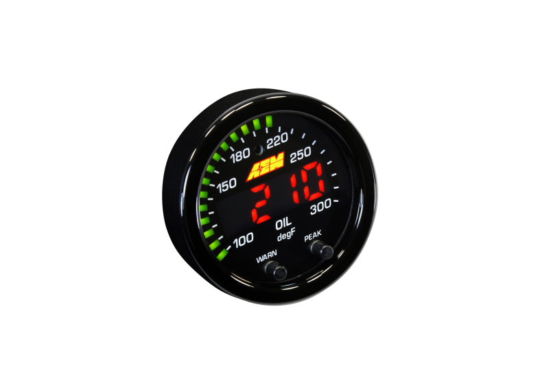 AEM X-Series Temperature 100-300F Gauge Kit (ONLY Black Bezel and Water Temp. Faceplate) - Blais Performance Parts