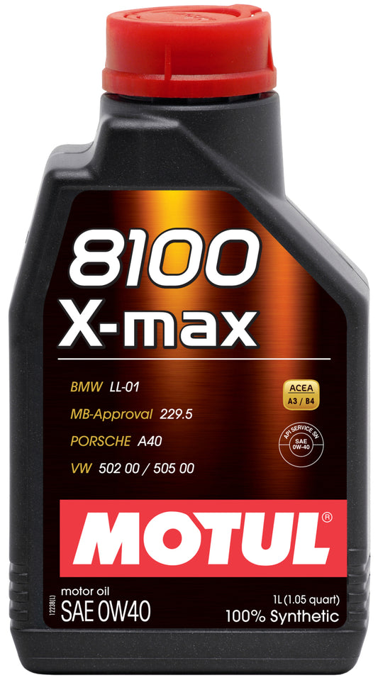 Motul 1L Synthetic Engine Oil 8100 0W40 X-MAX - Porsche A40 - Blais Performance Parts