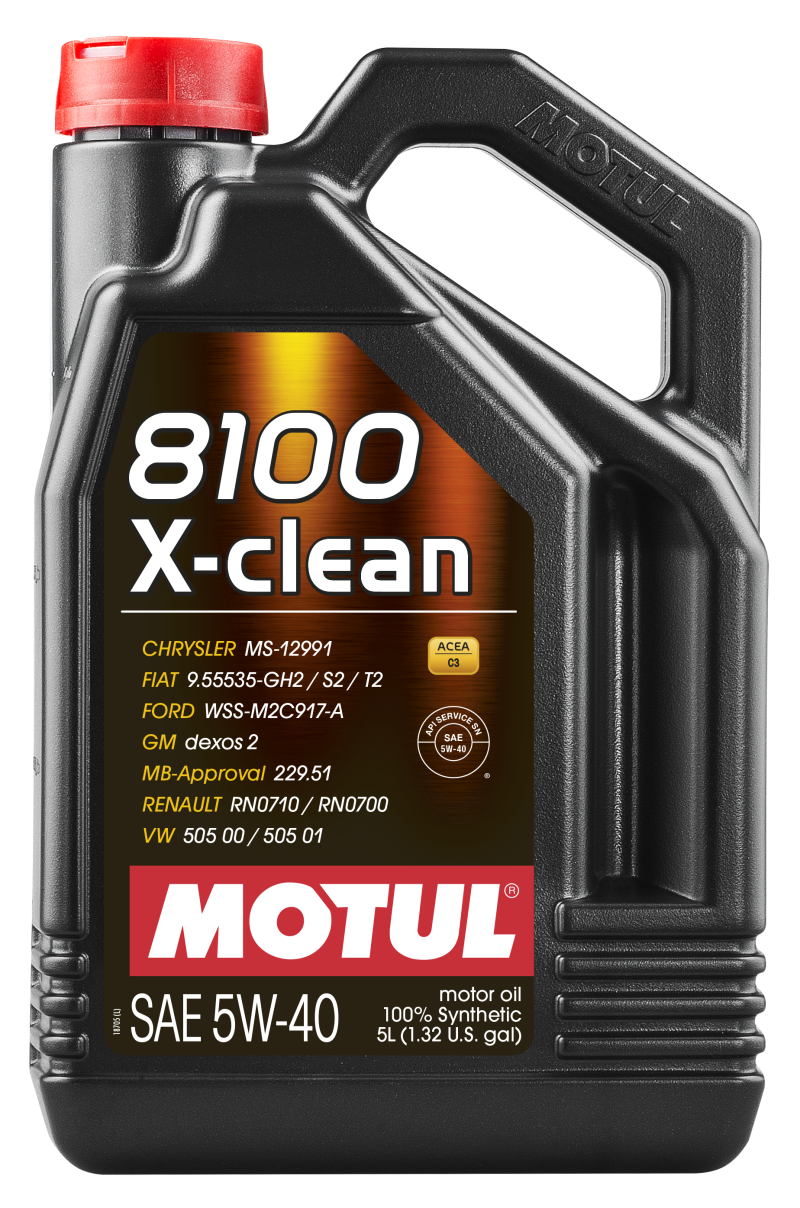 Motul 5L Synthetic Engine Oil 8100 5W40 X-CLEAN C3 -505 01-502 00-505 00-LL04 - Blais Performance Parts