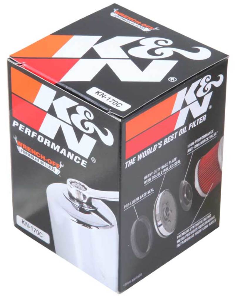 K&N Harley Davidson 3in OD x 4.063in H Chrome Oil Filter - Blais Performance Parts