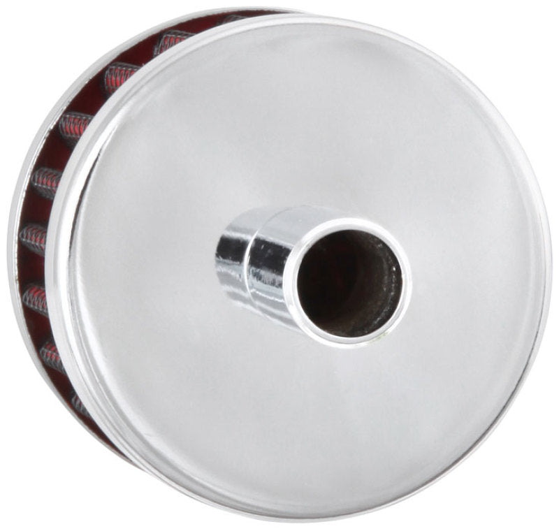 K&N Steel Base Chrome Top Crankcase Vent Filter 1/2in. Vent / 2in. OD / 1-1/2in. Height - Blais Performance Parts