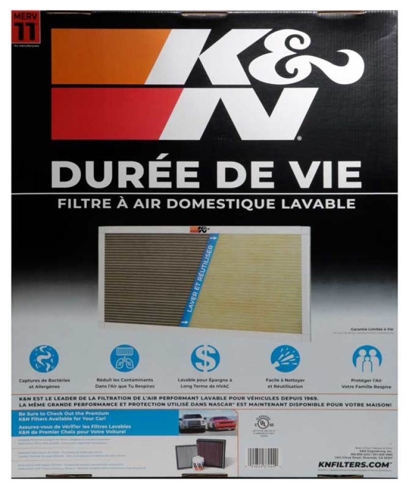 K&N HVAC Filter - 20 x 25 x 1 - Blais Performance Parts