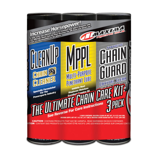 Maxima Synthetic Chain Guard Ultimate Chain Care Combo Kit 3-Pack Aerosol - Blais Performance Parts