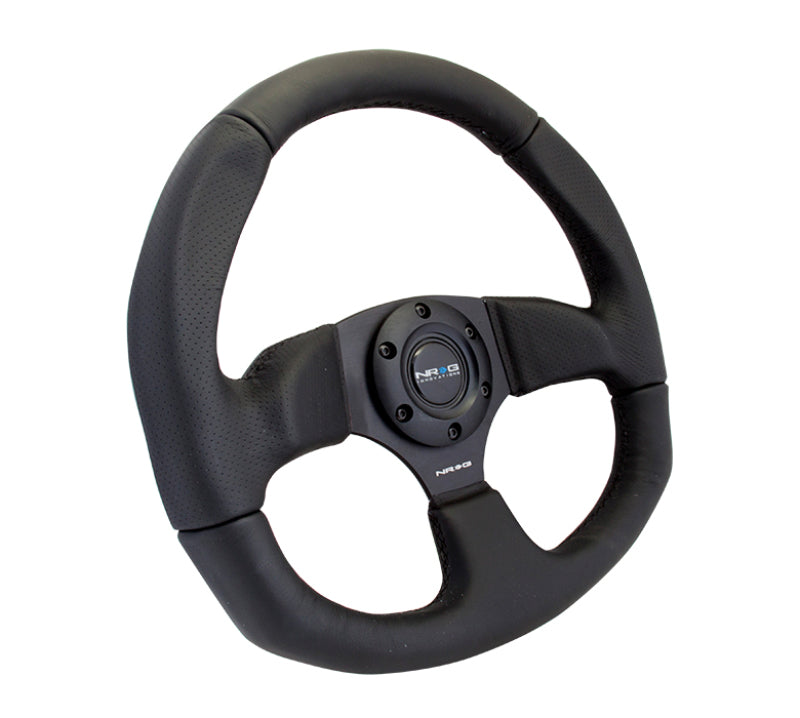 NRG Reinforced Steering Wheel (320mm Horizontal / 330mm Vertical) Leather w/Black Stitching - Blais Performance Parts