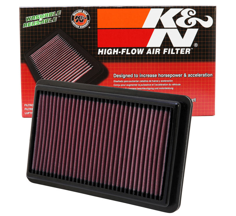 K&N Replacement Air Filter 10.188in O/S Length x 6.375in O/S Width x 1.063in H for 12 Honda Civic Si - Blais Performance Parts