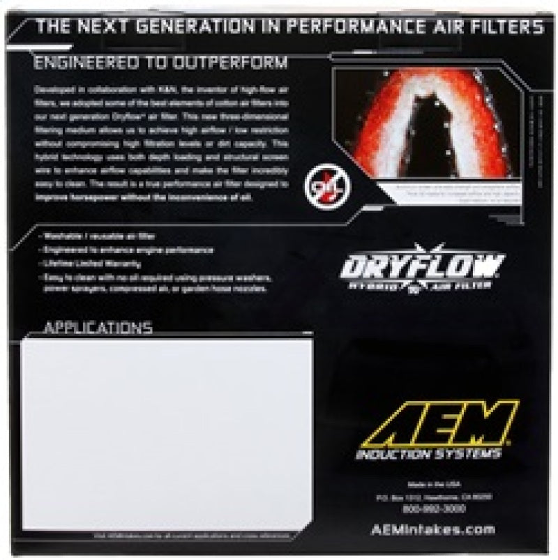 AEM 10 Dodge Ram 2500/3500 6.7L L6 DSL 11in L x 9.75in W x 6.5in H Replacement DryFlow Air Filter - Blais Performance Parts