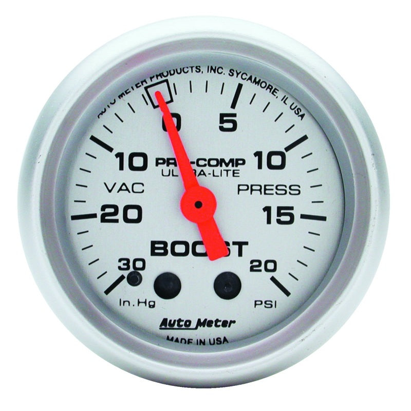 Autometer Ultra-Lite 52mm 20 PSI Mechanical Boost Gauge - Blais Performance Parts