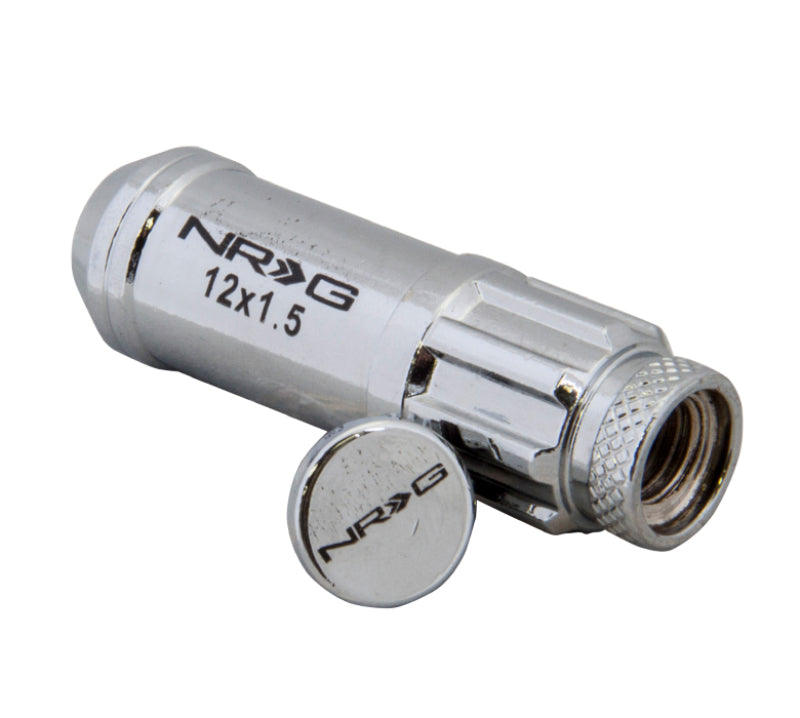 NRG 700 Series M12 X 1.5 Steel Lug Nut w/Dust Cap Cover Set 21 Pc w/Locks & Lock Socket - Silver - Blais Performance Parts